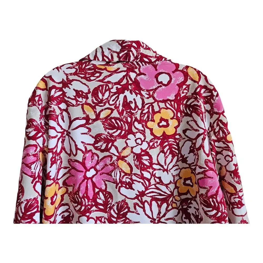 CHICO'S ZENERGY 3 Women's 16 XL Jacket Full Zip & Snaps Floral Red Quick Dry 44